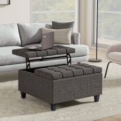 Harrison - Small Square Coffee Table Storage Ottoman - Ebony