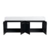 Modern Wall Mounted Bathroom Vanity With Double Resin Sink And Storage Rack - Black Chestnut - Image 17