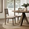Armless Dining Chair With Cane Back Fabric (Set of 2) - Brown - Image 2