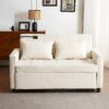Loveseat Sofa Pull Out Sofa Bed Sleeper Sofa With A Reversible Backrest Cushion, Side Pockets, 2 USB Ports And A Phone Holder For Living Room - Beige - Image 9