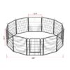 12 Panels Heavy Duty Metal Playpen With Door, Dog Fence Pet Exercise Pen For Outdoor - Black - Image 3