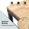 Heavy Duty Adjustable Workbench For Garage, Rubber Wood Shop Table WithMetal Wheels, Hardwood Workstation Weight Capacity Over 2000 Lbs With Wheels - Black - Image 5