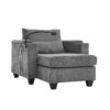 Convertible Chaise Lounge Sofa Chair Corduroy Sleeper With USB Ports, Cup Holders, Storage - Gray - Image 19