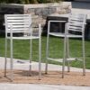 Outdoor Aluminum Rust Proof Barstools (Set of 2) - Silver - Image 2