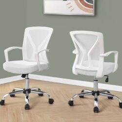 Office Chair, Adjustable Height & Swivel, Ergonomic, Contemporary And Modern - White