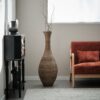 Tall Artificial Rattan Floor Vase In Elegant Statement Piece For Living Room Decor, Entryway, Or Hallway Versatile Home Accent For Dried Or Silk Floral Arrangements - Beige / Gray - Image 6
