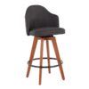 Ahoy - Contemporary Fixed Height Counter Stool With Bamboo Legs / Round Footrest (Set of 2) - Charcoal / Walnut - Image 2