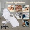 72.8" Massage Salon Tattoo Chair With Two Trays Esthetician Bed With Hydraulic Stool, Multi-Purpose 3-Section Facial Bed Table, Adjustable Beauty Barber Spa Beauty Equipment - White - Image 6
