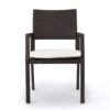 Outdoor Wicker Dining Chair With Water Resistant Cushions (Set of 2) - White / Brown - Image 4