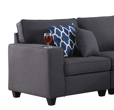 Cooper - 5 Seater Sofa With Cupholder - Dark Gray - Image 4