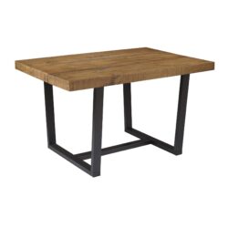 Rustic Metal And Solid Distressed Dining Table - Rustic Oak