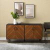 Mid-Century Modern Faux Bookmatch Door Buffet - Acorn / Solid Black - Image 3