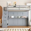 Full Over Full Size Murphy Bed With Hydraulic Lift & Desk Design - Gray - Image 20