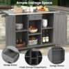 Outdoor Kitchen Island Fir Wood Kitchen Island With Stainless Steel Top, Ample Storage Space, Towel And Spice Racks And A Bottle Opener For Outdoor - Gray - Image 4