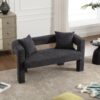 Modern Loveseat Sofa, Comfy Upholstered 2 Seater Sofa, Small Loveseat Accent Couch For Living Bedroom Leisure Areas - Carbon Black - Image 10