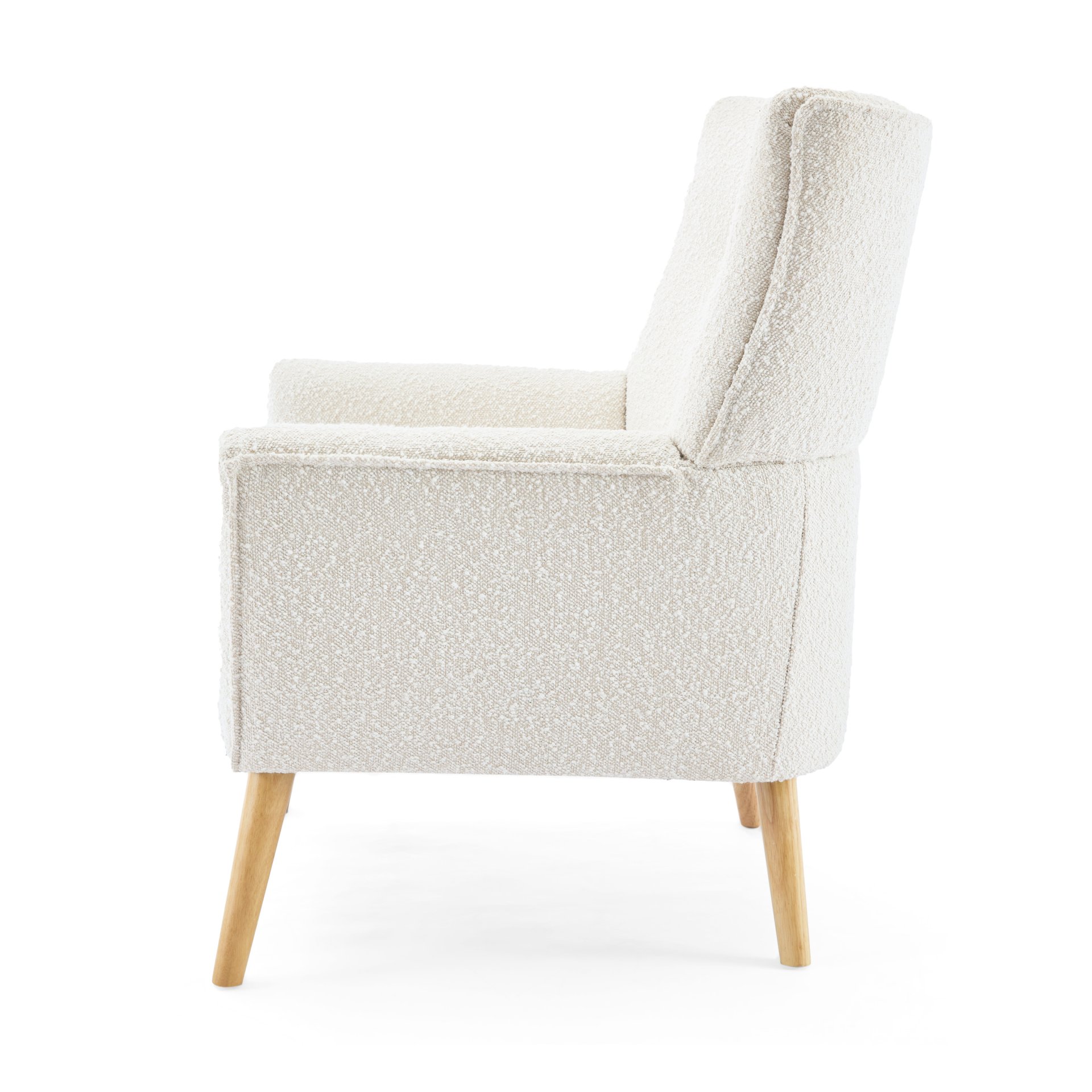 Ergonomic Accent Chair With Button Tufted Design And Rubber Wood Legs - Almond - Image 8