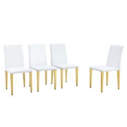 (Set of 4) Backrest Chairs With Gold Metal Legs A Perfect Match, Suitable For Minimalist And Contemporary Home Decor Styles - White / Gold