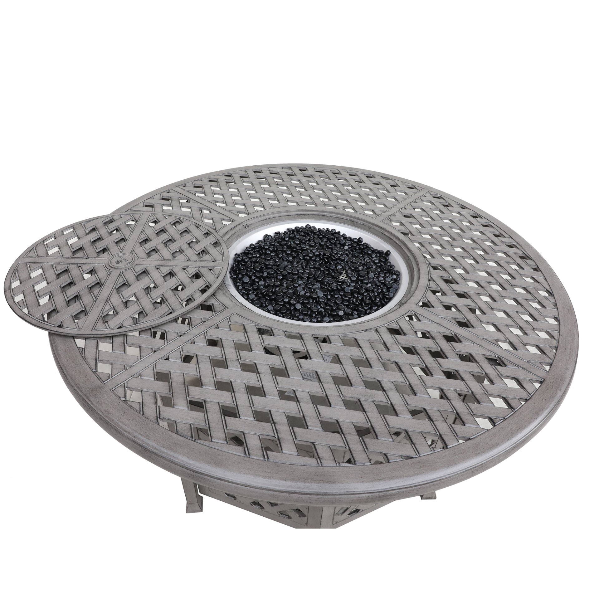 Cast Aluminum Propane Gas Firepit Table, Chat Height - Gray - Image 2