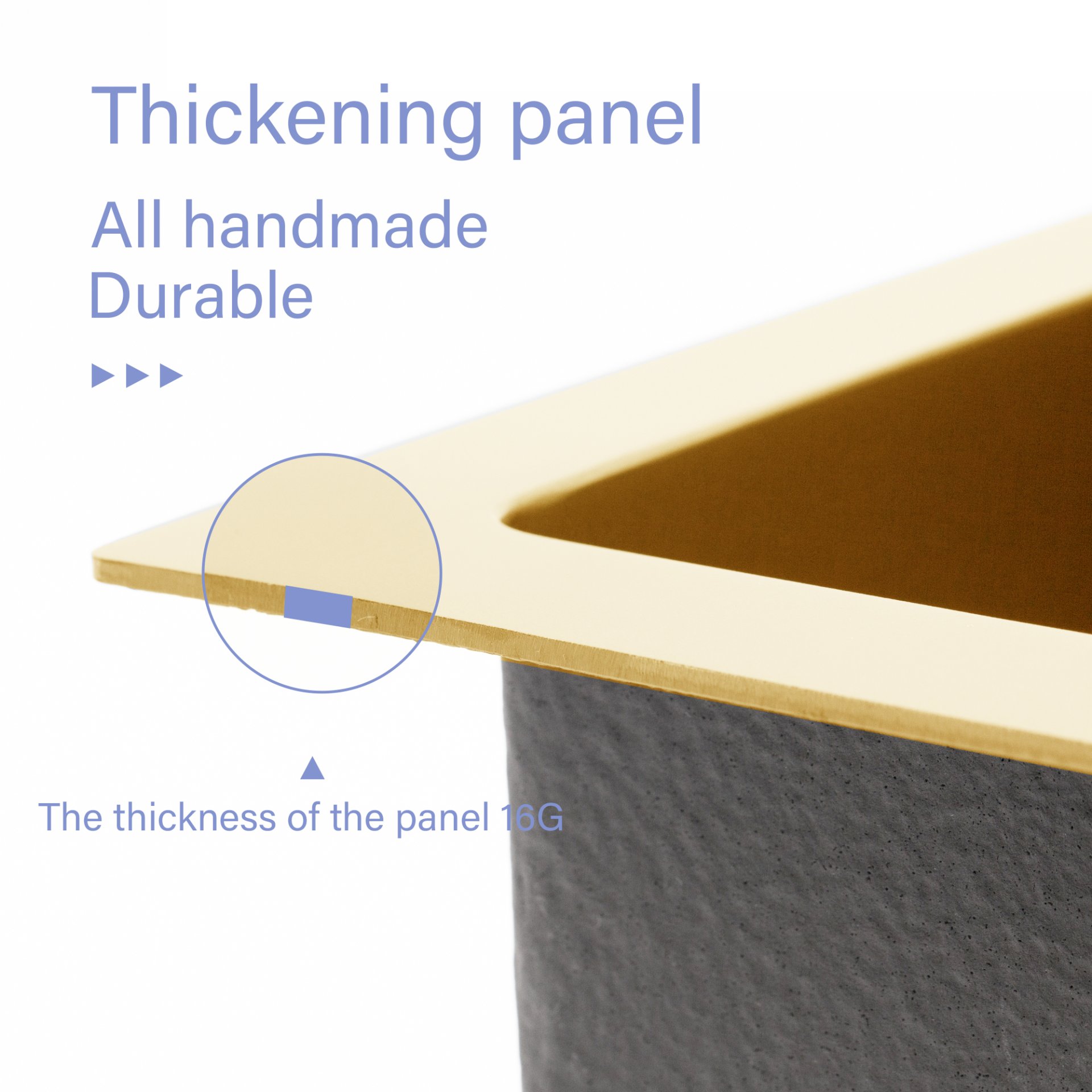 Farmhouse Sink 30" Kitchen Sink Stainless Steel 16 Gauge Apron Front - Gold - Image 5