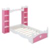 Castle Shaped Bed With Storage Shelf, Dreamy Twin Size Platform Bed For Kids Bedroom - Pink / White - Image 4