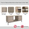Elegant Veener Weaving Design Coffee Table With 4 Sliding Doors - Natural Wood - Image 6