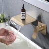 Modern Wall Mount Bathtub Faucet With Waterfall Spout And Single Handle Control - Brushed Gold - Image 2