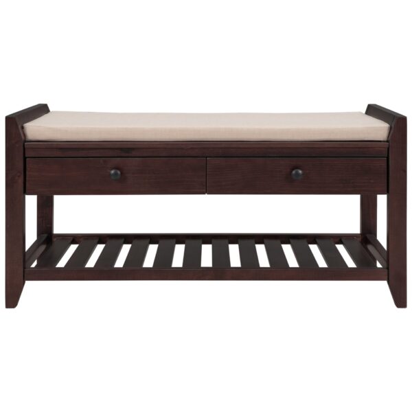 Multipurpose Entryway Storage Bench With Cushioned Seat And Drawers - Espresso