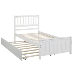 Twin Size Platform Bed & Trundle - White