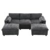 Modular Sectional With Storage Pockets, 5 Seat U Shaped Couch Set With Pillows Free Combination Modern Cloud Sofa With 2 Movable Ottoman - Dark Gray - Image 2