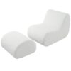 Curved Lounge Chair With Ottoman And High Resilience Foam - White - Image 4