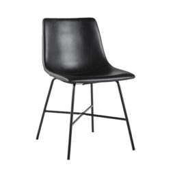 Modern Upholstered Dining Chair With Metal X Base (Set of 2) - Black