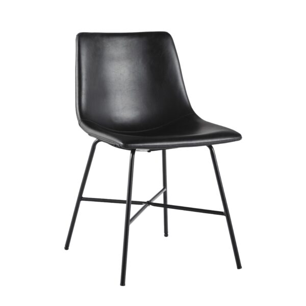 Modern Upholstered Dining Chair With Metal X Base (Set of 2) - Black