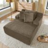 Modern Velvet Fabric Single Lazy Sofa Lounge Chair, Indoor Use - Brown - Image 3