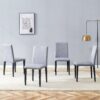 Exquisite Linen Cotton Dining Chairs (Set of 4), Simple And Versatile Design With Comfortable Seating - Light Gray - Image 4