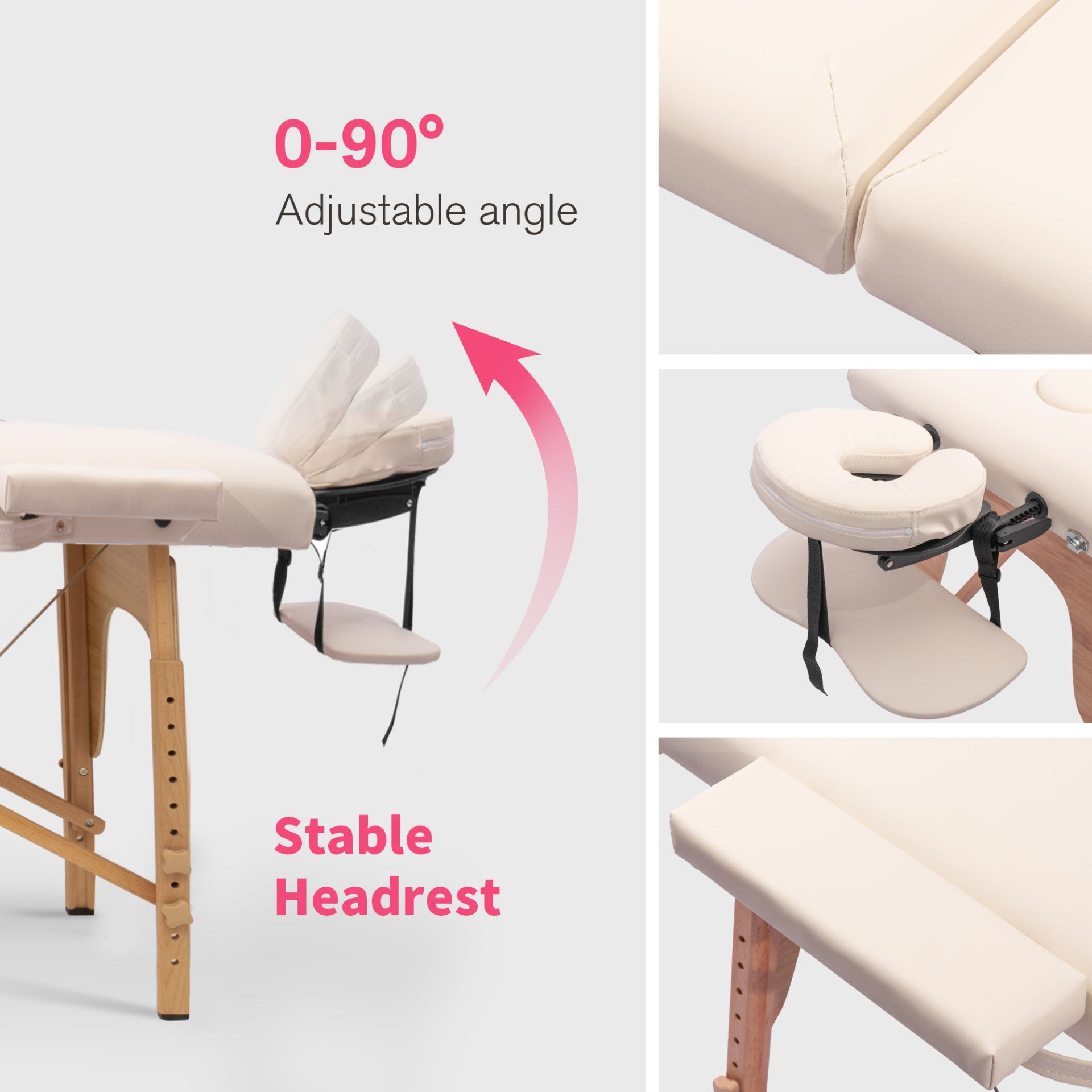 Massage Table Portable Massage Bed Lash Bed With Carrying Case Spa Table Height Adjustable, Salon Bed Face Cradle Bed - Cream - Image 8