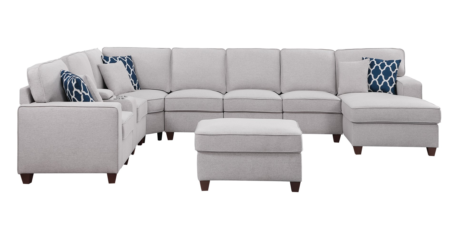 Eric - 9 Piece Upholstered Sectional With Ottoman - Light Gray - Image 3