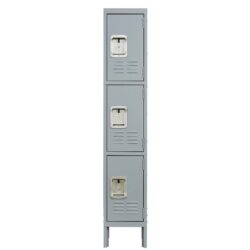 3 Door Lockers With Locks For Secure Storage - Gray