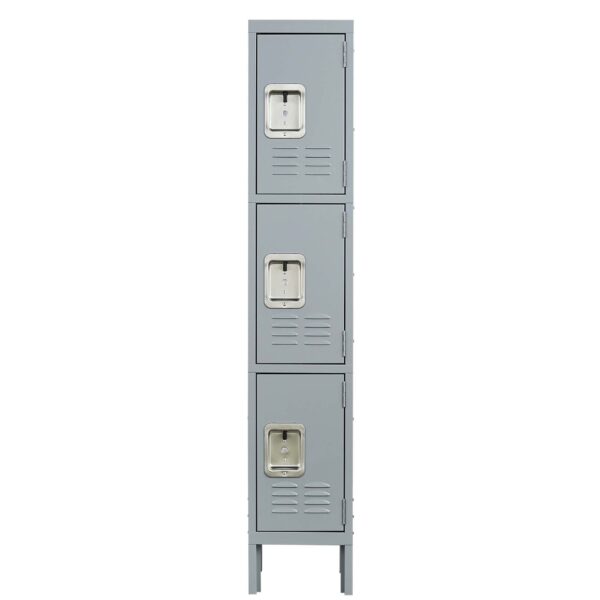 3 Door Lockers With Locks For Secure Storage - Gray