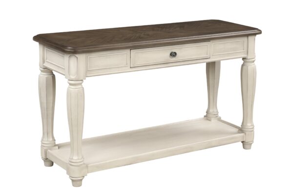 Console Table With Storage - Antique White / Brown