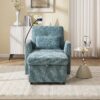 Multifunctional Chenille Recliner With Storage And Phone Bracket For Small Spaces - Lake Blue - Image 10