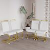 Dining Chairs (Set of 4), Side Dining Room Chairs With Golden Legs, Kitchen Chairs With Padded Seat High Back - White - Image 6