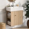 21.6" Floating Bathroom Vanity With Basin And Left Side Storage - Wood - Image 2