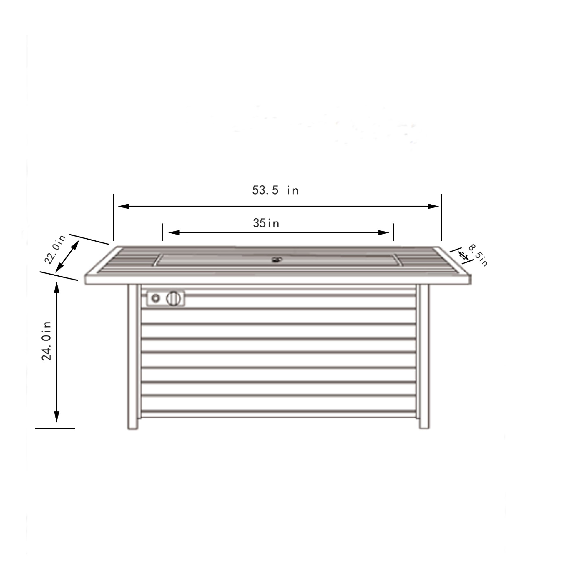 54" Propane Gas Fire Pit Table, 50000 Btu Rectangular Steel Fire Pit With Imitation Wood Grain For Outside Patio Deck Garden Courtyard - Light Beige - Image 3