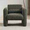 Modern Accent Chair Lambskin Sherpa Upholstered Comfy Reading Arm Chair Soft Padded Armchair With Back And Pillow For Living Room - Seaweed Green - Image 5