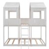 Full Over Full Bunk Bed With Roof, Window, Guardrail, Ladder - White - Image 2