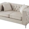 Chic Contemporary Loveseat - Ivory - Image 2