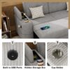 Sectional Sofa Pull Out Sofa Bed L - Shaped Sofa With Movable Ottoman And Stool, Large Storage Space, A Cup Holder, And 2 USB Ports For Living Room - Light Gray - Image 9