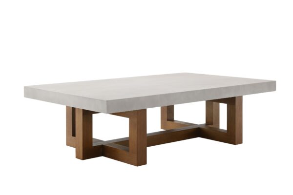 Keven - Faux Concrete Top Rectangular Coffee Table - Walnut