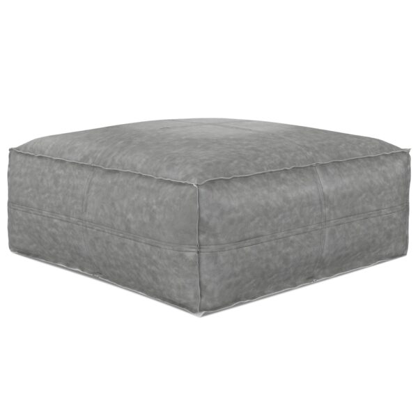 Brody - Large Square Coffee Table Pouf - Distressed Gray