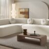 Extra Large Sectional Sofa Soft Fabric Upholstery, Elegant Curved Design With 3 Round Cushions, High - Resilience Foam For Ultimate Comfort - Beige - Image 3